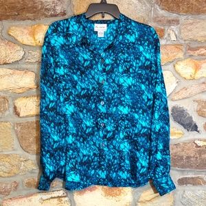 Linea by Louis Dell'Olio blue silk blouse